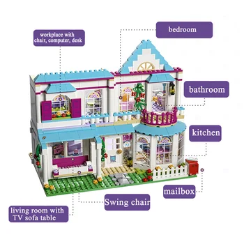 Model building kits Girl Series Friends The Romantic Doll Stephanie's House Set Compatible with 41314 Brick figure toys
Model building kits Girl Series Friends The Romantic Doll Stephanie's House Set Compatible with 41314 Brick figure toys