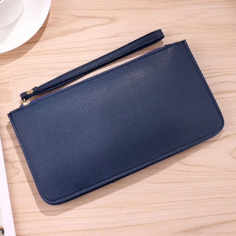 Fashion 6 Colors Women Leather Zip Clutch Wallet Ladies Long Purse Bag