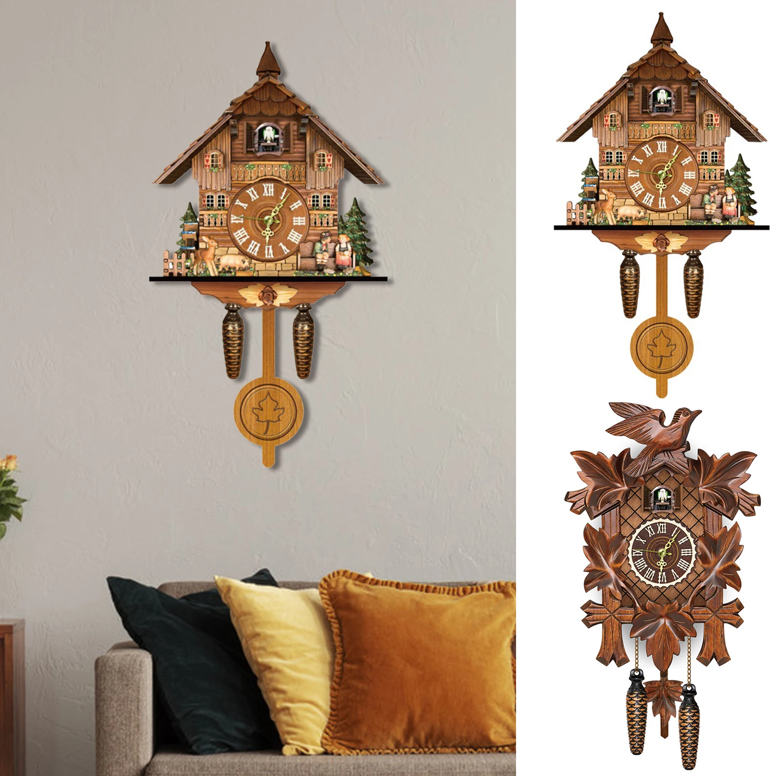 German Black Forest Cuckoo Clock Retro Nordic Style Wooden Wall Best Price | Дом и сад