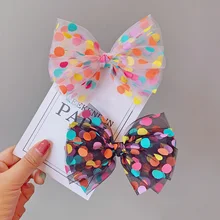 צבעוני דוט רשת שיער קשתות עבור בנות רב שכבה ילדים שיער קליפים יפה סיכת ראש בעבודת יד סיכות שיער אבזרים לשיער(China)