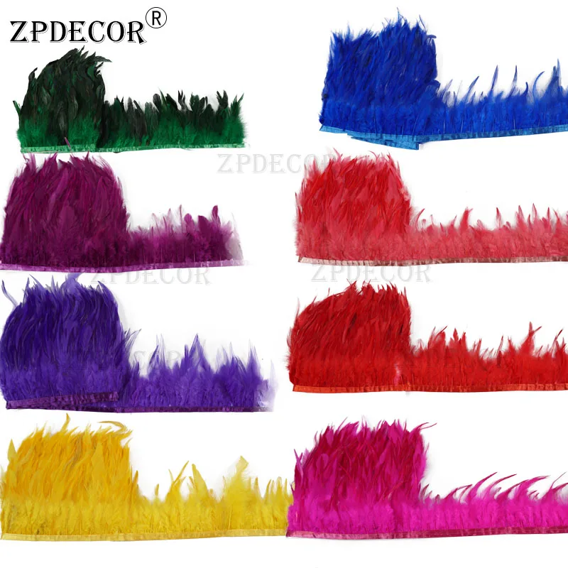 

ZPDECOR 1yard rooster feathers trim decoration quality clothing making feathers for crafts