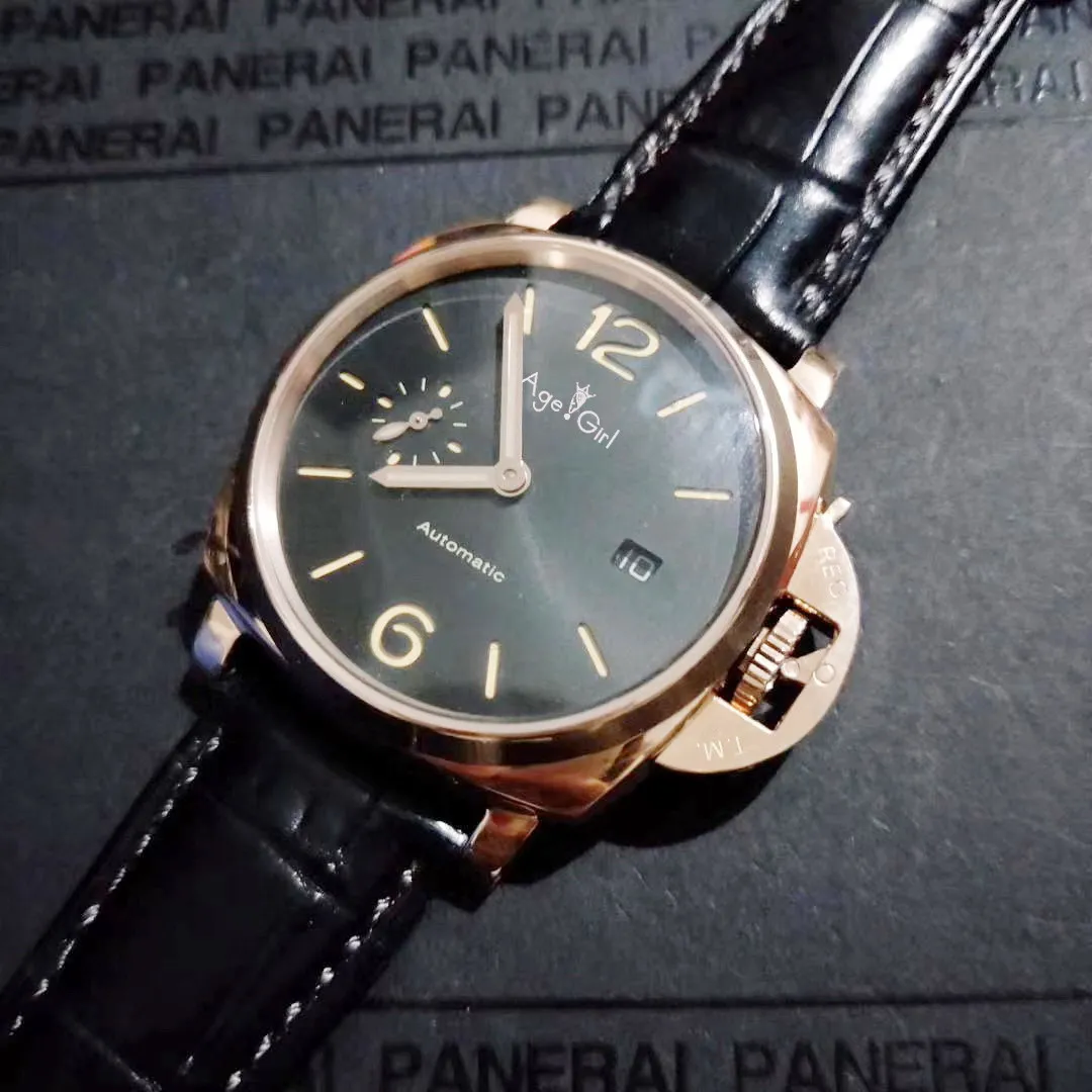 Luxury Brand New Men Automatic Mechanical Sapphire Black Leather Stainless Steel Rose Gold 1950 3 Days Watch Luminous Sport 
Luxury Brand New Men Automatic Mechanical Sapphire Black Leather Stainless Steel Rose Gold 1950 3 Days Watch Luminous Sport