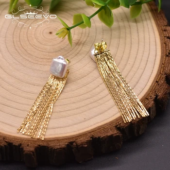 GLSEEVO Golden Tassel Unusual Stud Earrings Freshwater Baroque Pearl Ear Pin 925 Sterling Silver Personalized Jewelry GE0999
GLSEEVO Golden Tassel Unusual Stud Earrings Freshwater Baroque Pearl Ear Pin 925 Sterling Silver Personalized Jewelry GE0999