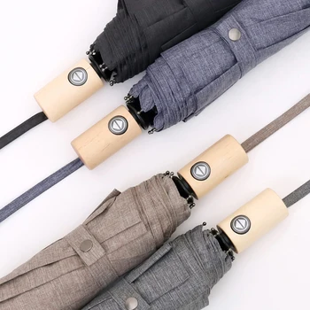 Parachase New Automatic Umbrella Men Women Poplar Wooden 8K Windproof Mixed Yarn Cationic Cloth Folding Umbrellas Rain Paraguas 
Parachase New Automatic Umbrella Men Women Poplar Wooden 8K Windproof Mixed Yarn Cationic Cloth Folding Umbrellas Rain Paraguas