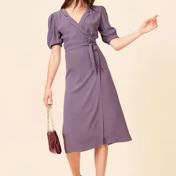 Women V-neck Wrap Dress Puff Sleeve High Waist Lac-up Retro One Button Solid Color Mid-Calf Dresses Female Casual Clothes
Women V-neck Wrap Dress Puff Sleeve High Waist Lac-up Retro One Button Solid Color Mid-Calf Dresses Female Casual Clothes