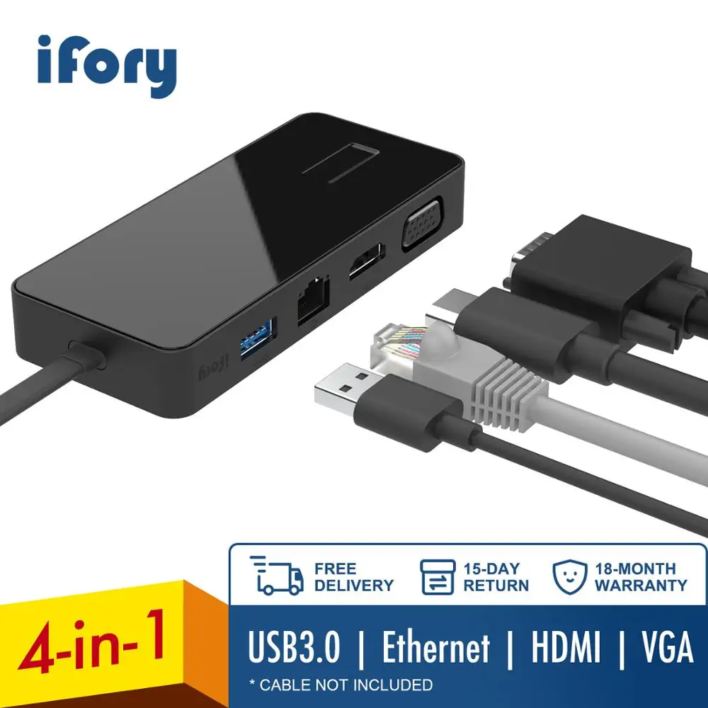 iFory Type C Hub, USB C Adapter with HDMI/VGA, Ethernet, USB 3.0 For MacBook Pro Air Dock Type-C Ports Splitter Hab
iFory Type C Hub, USB C Adapter with HDMI/VGA, Ethernet, USB 3.0 For MacBook Pro Air Dock Type-C Ports Splitter Hab