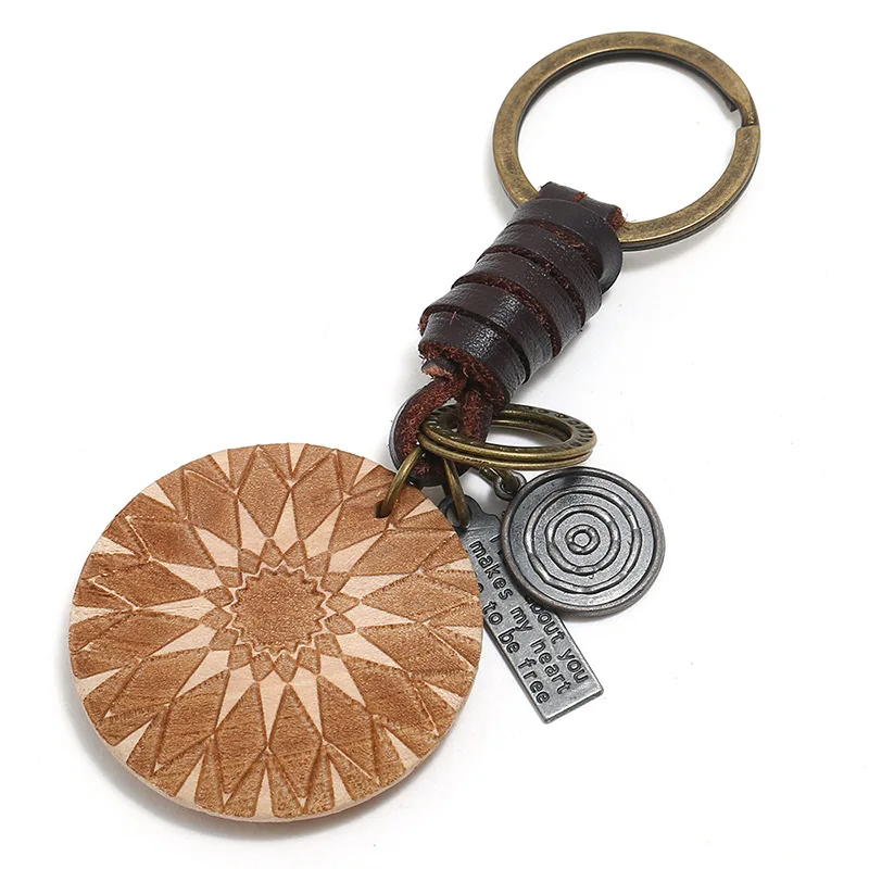 Cowhide Weaving Wood Carving Geometric Pattern Leather Keychain Literature And Art Hipster Key Chain
Cowhide Weaving Wood Carving Geometric Pattern Leather Keychain Literature And Art Hipster Key Chain