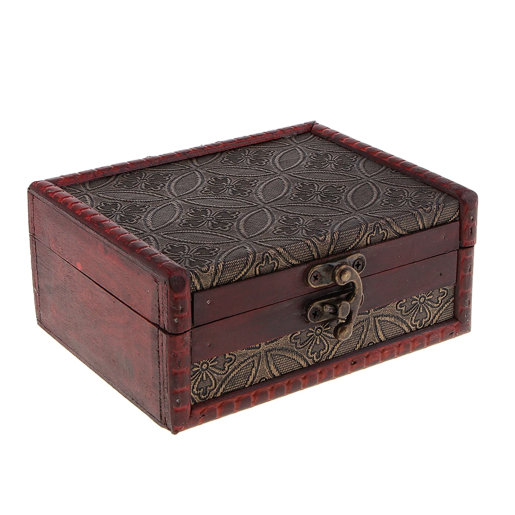 Antique Wooden Lock Jewelry Holder Storage Necklace Bracelet Gift Box Case Antique Wooden Lock Jewelry Holder Storage Necklace Bracelet Gift Box Case