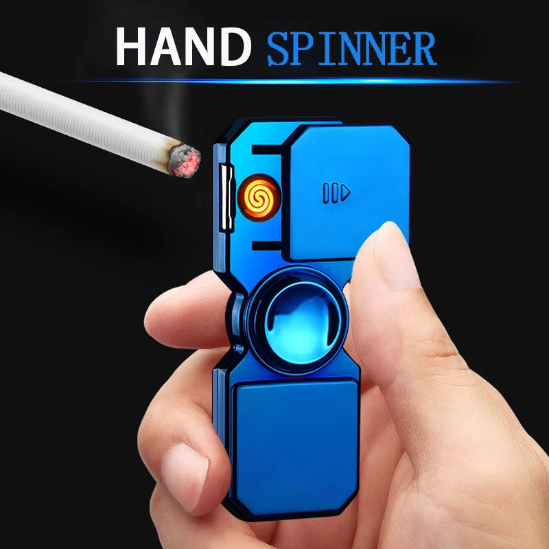 

Inflatable Lighter Fingertip Gyro Glow In Dark Light Fidget Spinner Hand Top Spinners Stress Cigarette Accessories Men's Gift E