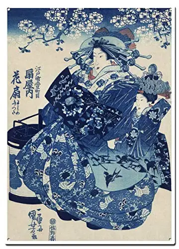 

Vintage Geisha Metal Tin Signs, Vintage Japan Art Ukiyo E Poster, Decorative Signs Wall Art Home Decor - 8X12 Inch (20X30 cm)