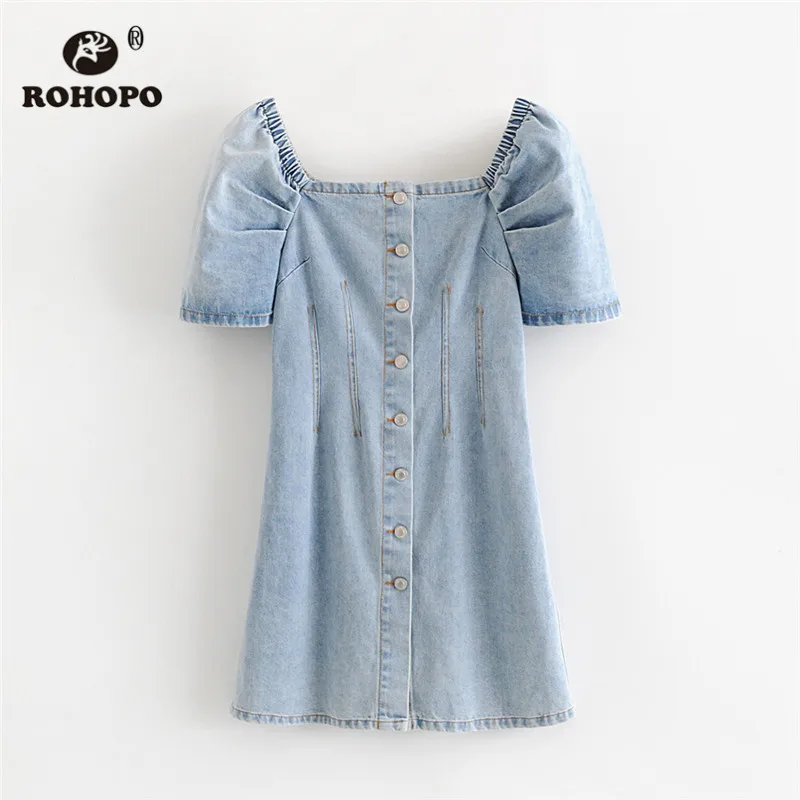 ROHOPO Sky Blue Women Soft Retro Denim Dress Puff Sleeve Buttons Fly Mini Water Washed Cotton Vintage Jeans Vestido #79113
ROHOPO Sky Blue Women Soft Retro Denim Dress Puff Sleeve Buttons Fly Mini Water Washed Cotton Vintage Jeans Vestido #79113
