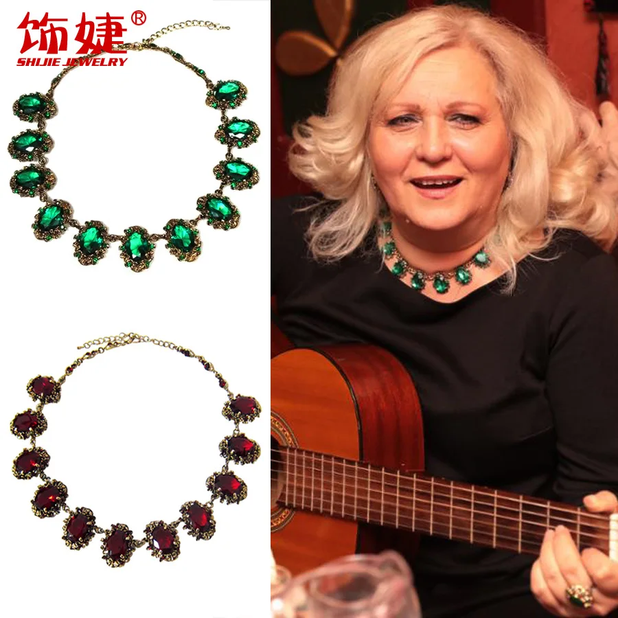 Hot Sales Europe And America Fashion Retro Palace Luxury Crystal Ruby And Emerald Short Necklace Choker Accessories
Hot Sales Europe And America Fashion Retro Palace Luxury Crystal Ruby And Emerald Short Necklace Choker Accessories