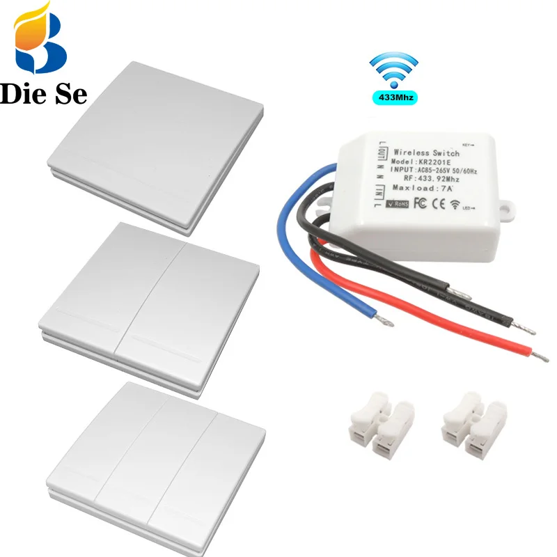 433mhz Remote LED interruptor Light Smart Wireless Push Switch Rf Remote Control 110v 220v Receiver Wall Switch for Ceiling Lamp
433mhz Remote LED interruptor Light Smart Wireless Push Switch Rf Remote Control 110v 220v Receiver Wall Switch for Ceiling Lamp