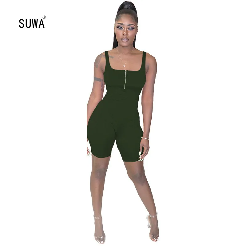 Women Sleeveless Playsuit 2020 HOT Summer Ladies Elastic Skinny Romper Solid Black Slim Bodysuit Women Fashion Casual Jumpsuits
Women Sleeveless Playsuit 2020 HOT Summer Ladies Elastic Skinny Romper Solid Black Slim Bodysuit Women Fashion Casual Jumpsuits