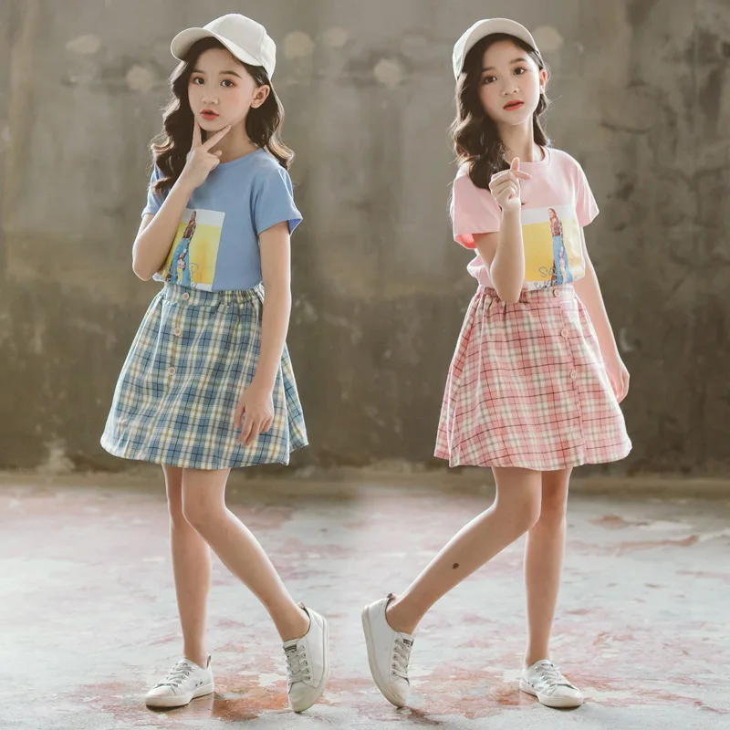 Girls 2019 Summer New Style Korean-style Figure Plaid Set Big Boy Girls' Dress Two-Piece Set Childrenswear
Girls 2019 Summer New Style Korean-style Figure Plaid Set Big Boy Girls' Dress Two-Piece Set Childrenswear