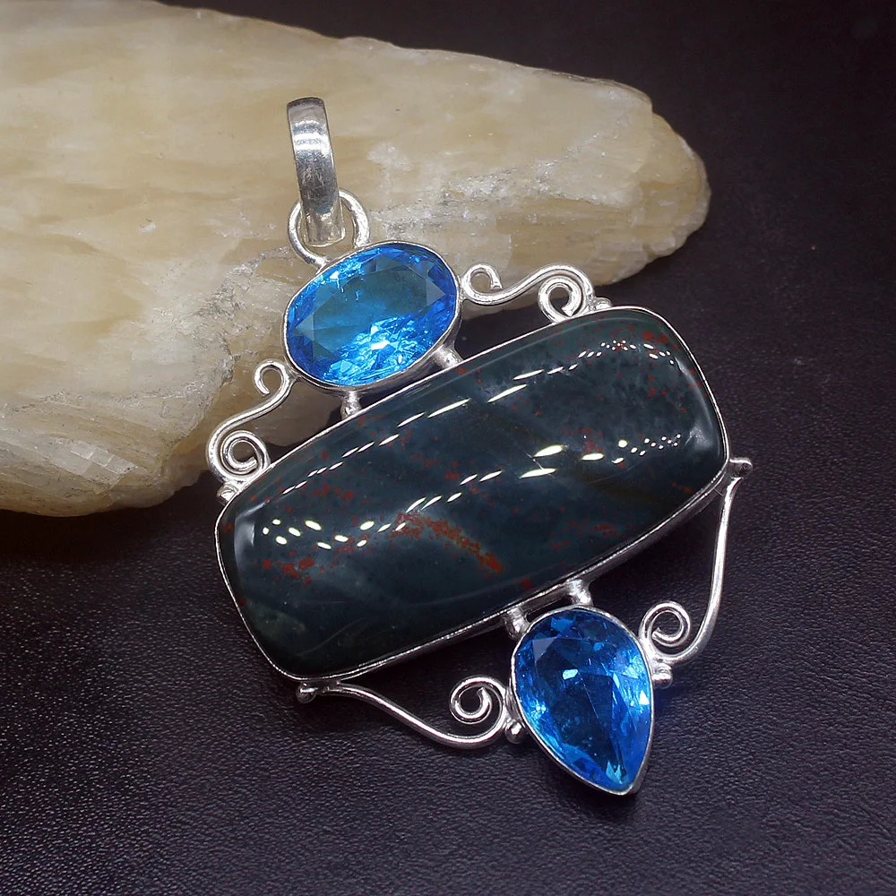 

Gemstonefactory ювелирные изделия большая акция 925 серебро модный морской осадок океана голубой топаз женские ожерелье для подарков Кулон 0969