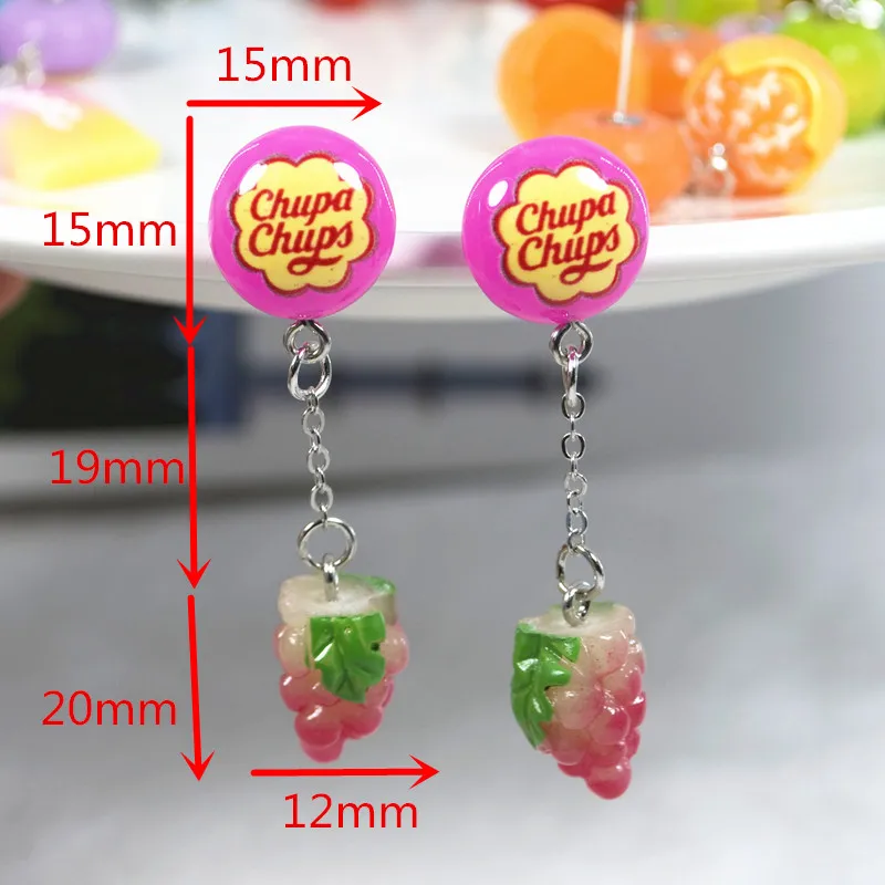 1Pair Stud Earring Multicolours Resin Candy Charms With Sweet Fruit Fashion Jewelry Gift 1Pair Stud Earring Multicolours Resin Candy Charms With Sweet Fruit Fashion Jewelry Gift
