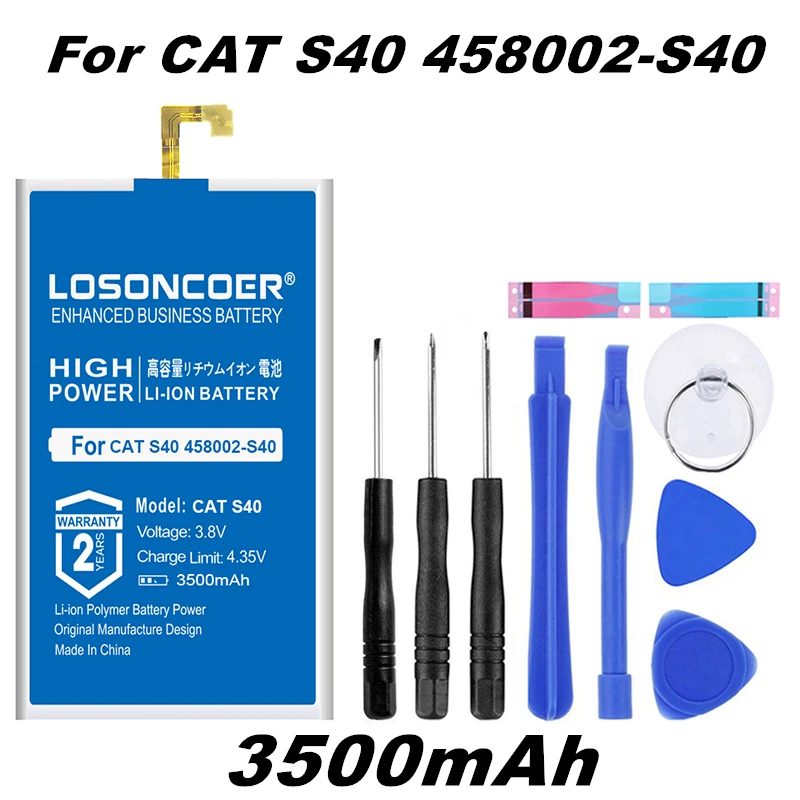 LOSONCOER 3500mah for CAT S40 Battery 458002-S40 Mobile Phone Stand with Repair Tools Screwdriver Stickers
LOSONCOER 3500mah for CAT S40 Battery 458002-S40 Mobile Phone Stand with Repair Tools Screwdriver Stickers