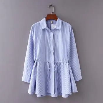 women vintage long sleeve striped loose hem smock Shirt blouses women waist drawstring casual business femininas blusas LS2563
women vintage long sleeve striped loose hem smock Shirt blouses women waist drawstring casual business femininas blusas LS2563
