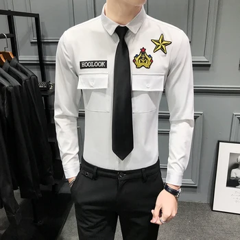 Black/White Flight Attendants Shirt Men Plus Size Long Sleeve Mens Casual Shirts Front Pocket Design Slim Fit Club Blouse Men
Black/White Flight Attendants Shirt Men Plus Size Long Sleeve Mens Casual Shirts Front Pocket Design Slim Fit Club Blouse Men