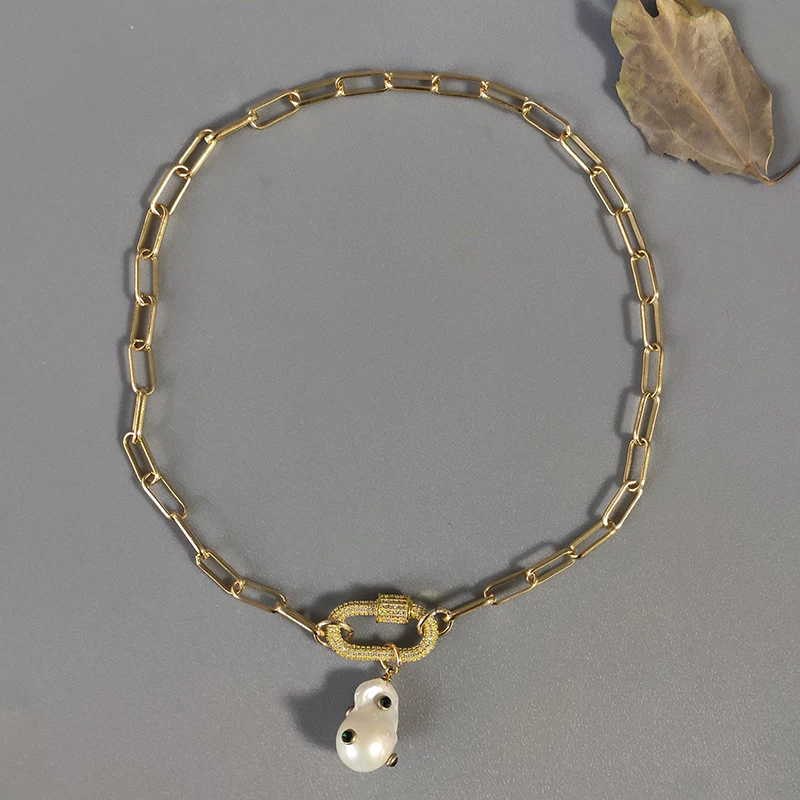 Exquisite fashion punk chain jewelry ladies luxury high quality pendant necklace baroque freshwater pearls handmade creative 
Exquisite fashion punk chain jewelry ladies luxury high quality pendant necklace baroque freshwater pearls handmade creative