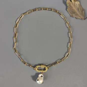 Exquisite fashion punk chain jewelry ladies luxury high quality pendant necklace baroque freshwater pearls handmade creative 
Exquisite fashion punk chain jewelry ladies luxury high quality pendant necklace baroque freshwater pearls handmade creative