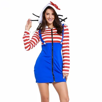 Women Blue Cat Halloween Cosplay Costumes Adults Red Stripes Carnival Party Outfit Girls Game Animals Jumpsuit
Women Blue Cat Halloween Cosplay Costumes Adults Red Stripes Carnival Party Outfit Girls Game Animals Jumpsuit