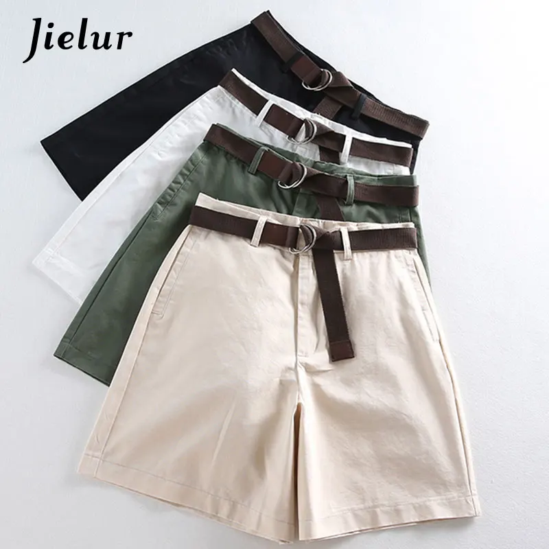 Jielur шорты женские подходят ко всему 4 однотонные цветные ленты повседневные для