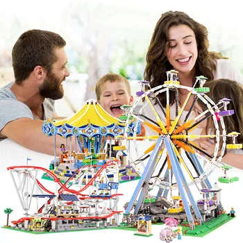 Amusement park large roller coaster carousel ferris wheel bricks creator expert street view building blocks toys for children
Amusement park large roller coaster carousel ferris wheel bricks creator expert street view building blocks toys for children