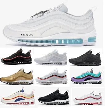 

XPAY Black Bullet Jesus 97 Undefeated Men Running Shoes Bred UNDEFEATED 97s Triple Black Sliver Bullet Sean mens Sports Sneaker