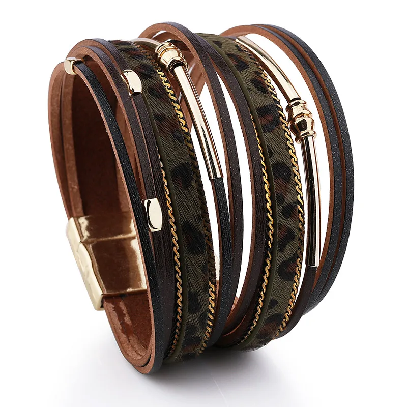 ZG Latest Leopard Leather Bracelets for Women Femme Bracelets & Bangles Faux Fur Wide Multilayer Wrap Bracelet Female Jewelry
ZG Latest Leopard Leather Bracelets for Women Femme Bracelets & Bangles Faux Fur Wide Multilayer Wrap Bracelet Female Jewelry