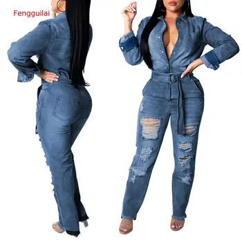 Fengguilai Women Jumpsuit 2020 Autumn Winter Romper Sexy Slim Deep V Neck Cowboy Hollow Out Jeans
Fengguilai Women Jumpsuit 2020 Autumn Winter Romper Sexy Slim Deep V Neck Cowboy Hollow Out Jeans
