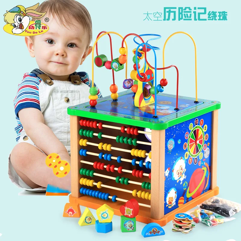 Children Wood Early Education 1-2-3-Year-Old Bead-stringing Toy Six-in-One Multi-functional Educational Space Adventures Bead-st
Children Wood Early Education 1-2-3-Year-Old Bead-stringing Toy Six-in-One Multi-functional Educational Space Adventures Bead-st