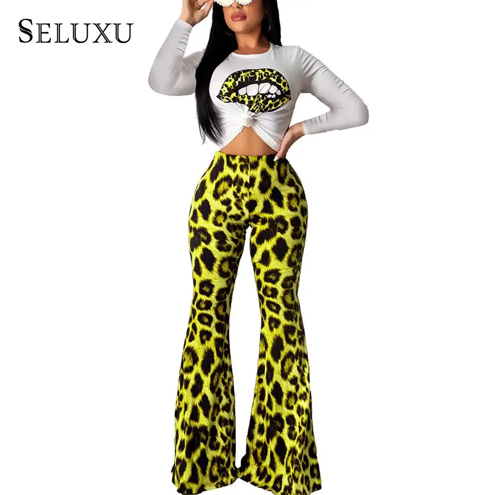 Seluxu 2019 Autumn Women 2 Piece Set Long Sleeve Round Neck Tops High Waist Leopard Flare Pants Women Suits 2 Piece Set
Seluxu 2019 Autumn Women 2 Piece Set Long Sleeve Round Neck Tops High Waist Leopard Flare Pants Women Suits 2 Piece Set