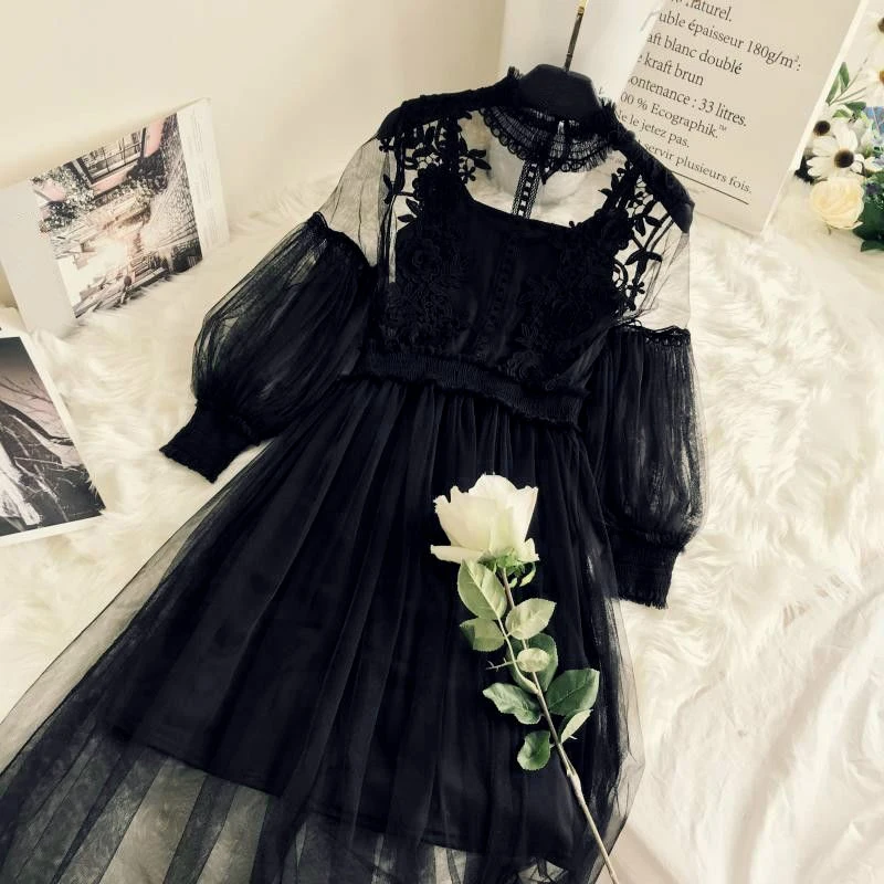 Hot Lady Lace Hollow Out Puff Sleeves Floral Dress Retro Mesh Party Fairy Lolita
Hot Lady Lace Hollow Out Puff Sleeves Floral Dress Retro Mesh Party Fairy Lolita