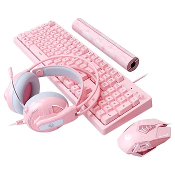 Pink keyboard Girls lovely mechanical computer notebook game typing Wired gaming keyboard computer mouse earphone Suit
Pink keyboard Girls lovely mechanical computer notebook game typing Wired gaming keyboard computer mouse earphone Suit