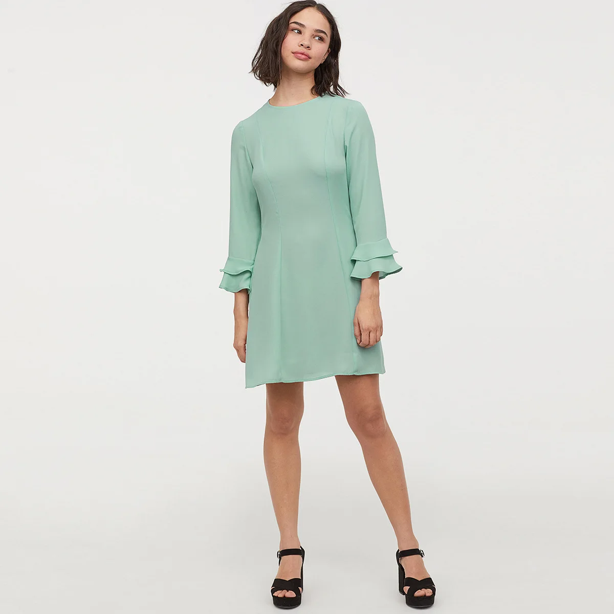 Haoduoyi Sweet Women's Light Green Flounced Sleeves Long Sleeve Crew Neck Waist Hugging Skirt Dress Short 2020 Autumn New Style
Haoduoyi Sweet Women's Light Green Flounced Sleeves Long Sleeve Crew Neck Waist Hugging Skirt Dress Short 2020 Autumn New Style