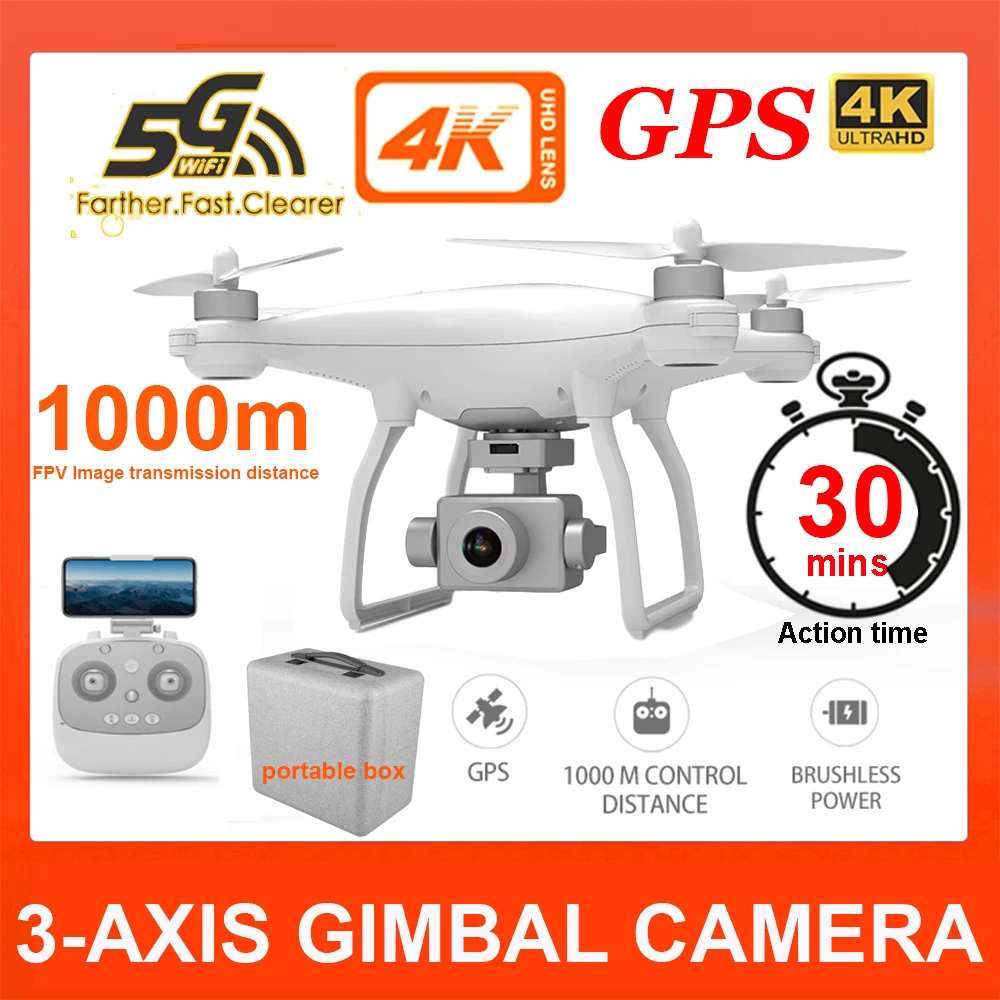 Professional Gimbal Drone GPS with 3-Axis Camera 4K 30mins 5G WIFI FPV Quadrocopter long distance Brushless RC Quadcopter Dron
Professional Gimbal Drone GPS with 3-Axis Camera 4K 30mins 5G WIFI FPV Quadrocopter long distance Brushless RC Quadcopter Dron