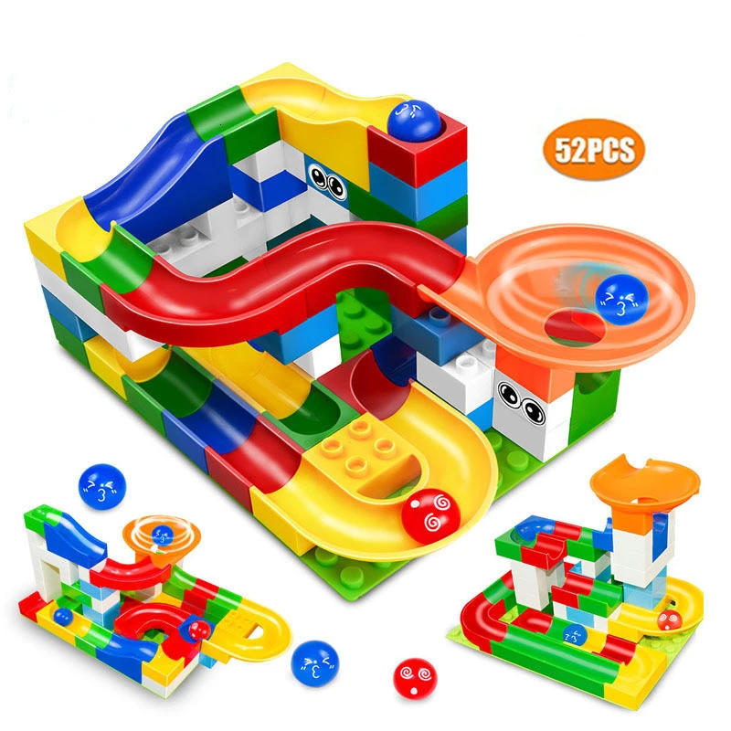 52PCS Kids Marble Race Run Maze Balls Track Building Blocks Funnel Slide Big Building Brick Compatible building blocks
52PCS Kids Marble Race Run Maze Balls Track Building Blocks Funnel Slide Big Building Brick Compatible building blocks
