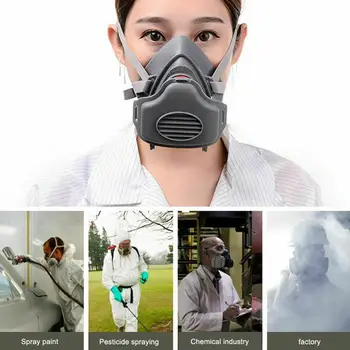 

1 Set Half Face Respirator Gas Mask Safety Protective Suit Anti Dust Organic Vapors PM2.5 Fog Mouth-muffle For 3200
