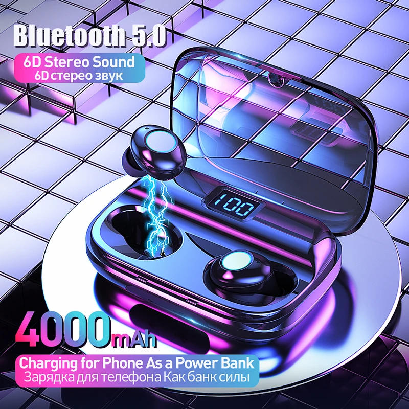 TWS Bluetooth V5.0 Earphone Wireless Headphones Noise Cancelling IPX6 Waterproof 6D Stereo Sport Headset Earbuds 4000mAh Power 
TWS Bluetooth V5.0 Earphone Wireless Headphones Noise Cancelling IPX6 Waterproof 6D Stereo Sport Headset Earbuds 4000mAh Power