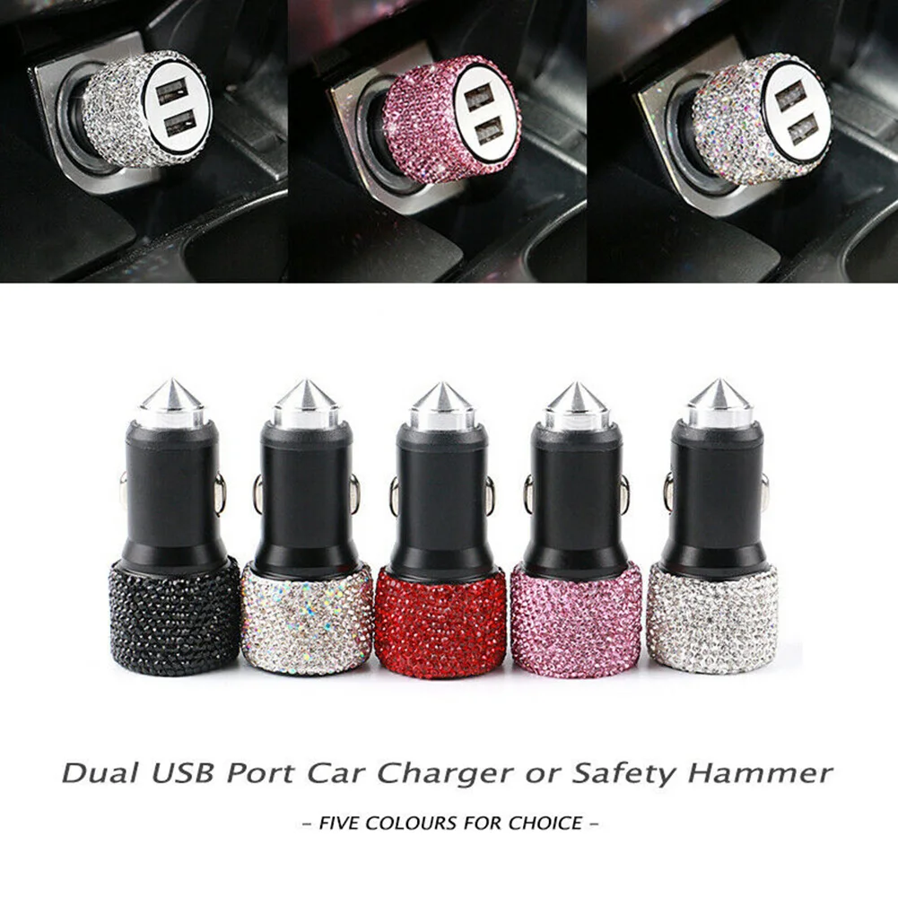 Rhinestone Car Mobile Phone Charger Adapter Dual USB Fast Charging with Emergency Breaker Interior Decoration
Rhinestone Car Mobile Phone Charger Adapter Dual USB Fast Charging with Emergency Breaker Interior Decoration