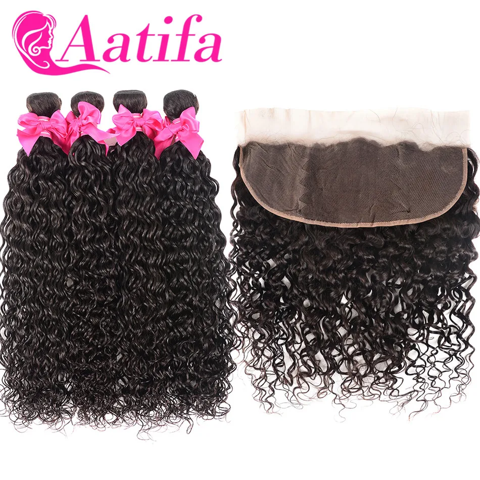 Transparent-Lace-Frontal-With-Bundles-Brazilian-Water-Wave-Bundles-With-Frontal-100-Aatifa-Remy-Human-Hair