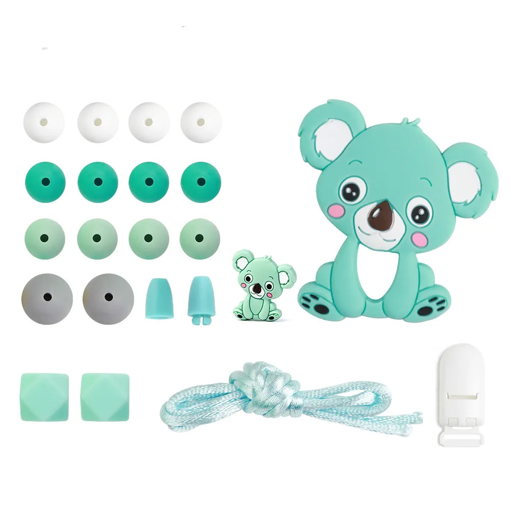 Baby Silicone Teether For DIY Baby Teething Necklace Toy Cartoon Koal Pacifier chain Clip Food Grade Silicone Beads Set
Baby Silicone Teether For DIY Baby Teething Necklace Toy Cartoon Koal Pacifier chain Clip Food Grade Silicone Beads Set