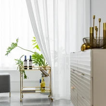 White Tulle Curtains for Living Room Decoration Modern Chiffon Solid Sheer Voile Kitchen Curtain