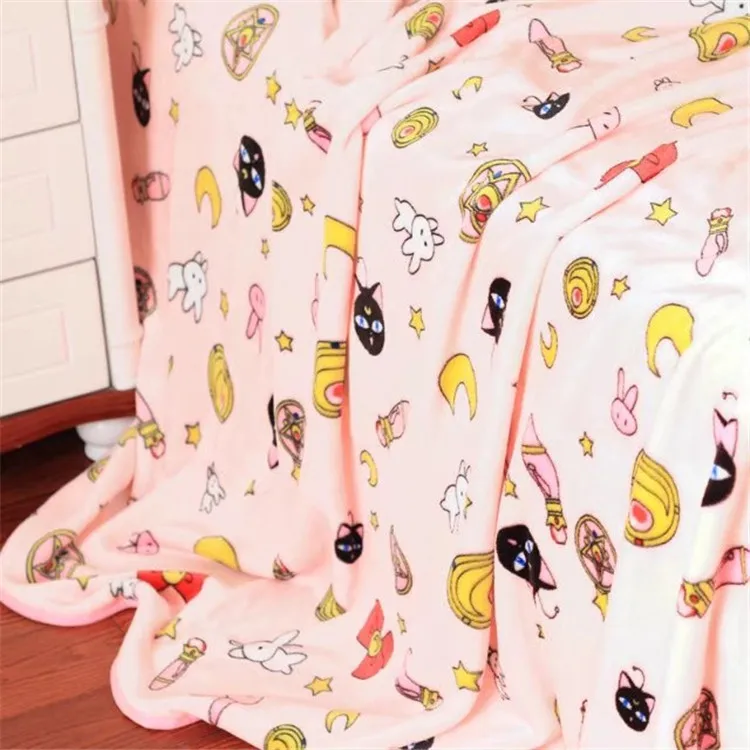 wholesale cute pink luna pretty girl warrior cartoon blanket air