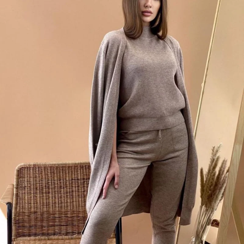 Autumn Women's Knitted Tracksuit 3 Pieces Set Long Sleeve Cardigan And Sleeveless Pullover Tops And Pants Suits Female Outfits
Autumn Women's Knitted Tracksuit 3 Pieces Set Long Sleeve Cardigan And Sleeveless Pullover Tops And Pants Suits Female Outfits
