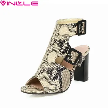 VINLLE 2020 Peep Toe Snakeskin PU Leather Women Pumps Slingback Buckle Sandals Square High Heel Summer Ladies Shoes Size 34-43
VINLLE 2020 Peep Toe Snakeskin PU Leather Women Pumps Slingback Buckle Sandals Square High Heel Summer Ladies Shoes Size 34-43