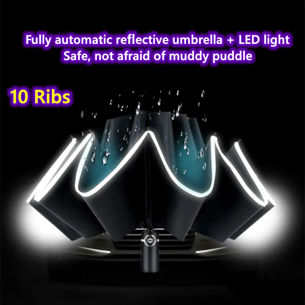 Big Umbrella Folding Reflective Stripe Automatic LED Lamp Umbrella Umbrella and Rain Dual-Purpose Men and Women Sun Umbrella
Big Umbrella Folding Reflective Stripe Automatic LED Lamp Umbrella Umbrella and Rain Dual-Purpose Men and Women Sun Umbrella