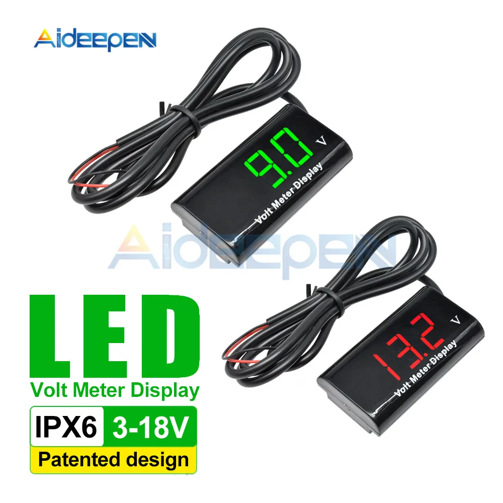 DC 3-18V IPX6 Waterproof Voltmeter Car Boat Motorcycle 12V 0.56inch LED Digital Display Volt Voltage Meter Tester Panel Gauge
DC 3-18V IPX6 Waterproof Voltmeter Car Boat Motorcycle 12V 0.56inch LED Digital Display Volt Voltage Meter Tester Panel Gauge